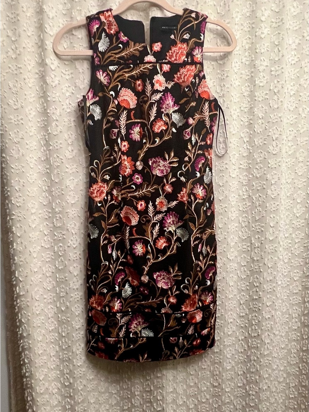 White House Black Market Black Floral Embroidered Sheath Dress - Picture 9 of 12